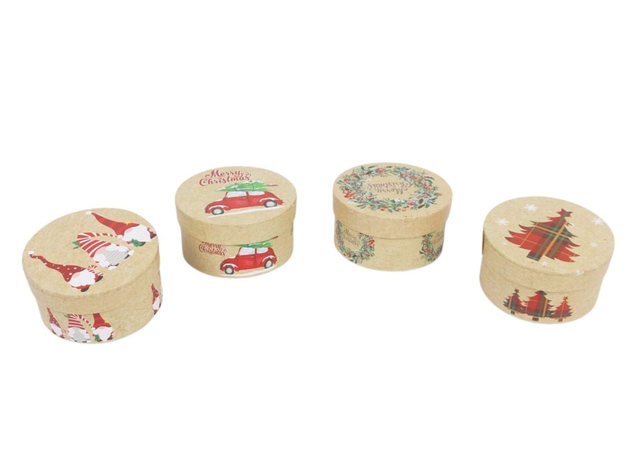 Scatola regalo  nataliza tonda 10,8x5,2 cm-disponibile in 4 assortimenti