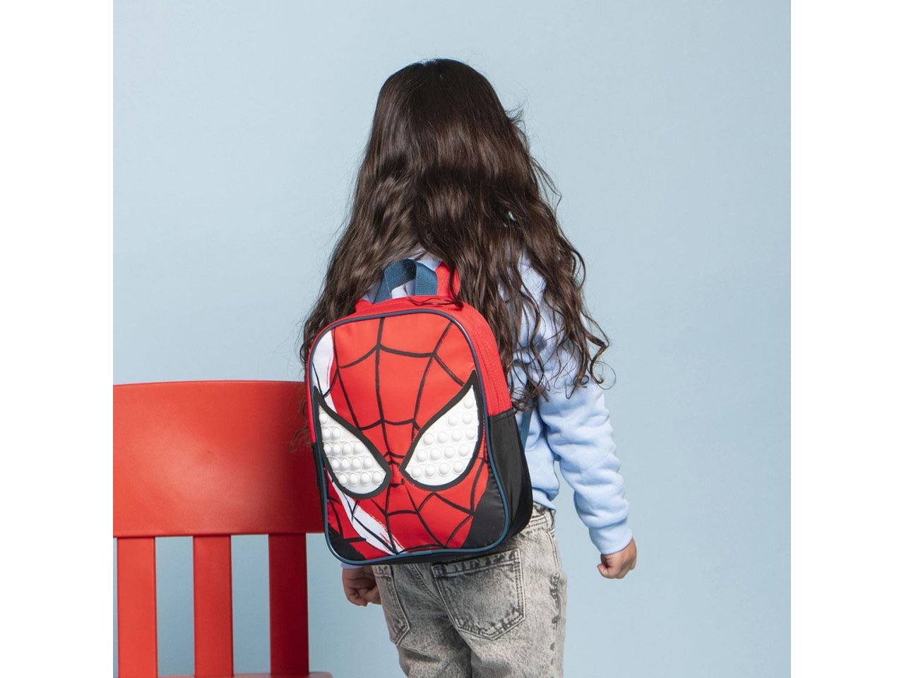 Zaino asilo Spiderman per bambino in tessuto rosso e nero poliestere con occhi pop it  28.5x21x7 cm - Cerda