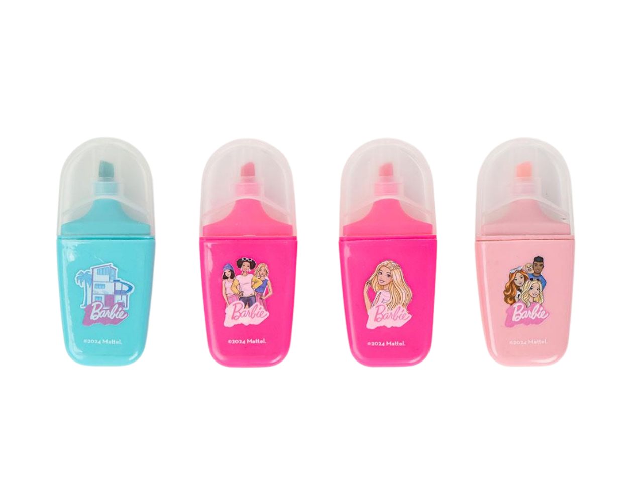 Barbie evidenziatori, confezione da 4 evidenziatori in plastica, 3 colori assortiti - Cerdà