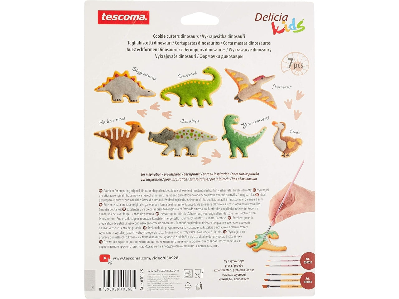 Tagliabiscotti a forma di dinosauri 105x7 cm 7 pezzi Tescoma Delicia