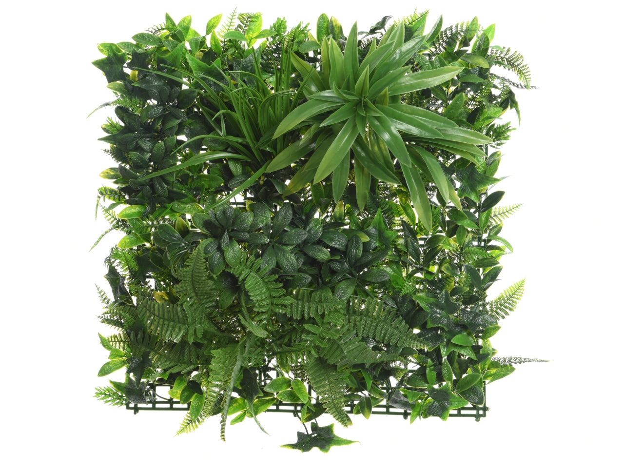 Pannello di siepe artificiale per parete verde, decorazione da parete tropicale verde - 100x100x8 cm, resistente all'acqua e uv, per uso esterno - Kaemingk