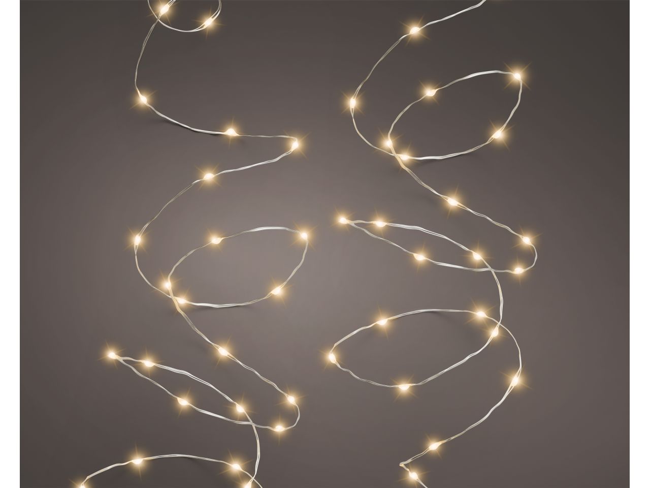 Luci natalizie micro led a stringa fisse per uso esterno colore argento bianco caldo misura lun.895cm misura del led micro numero di led 180