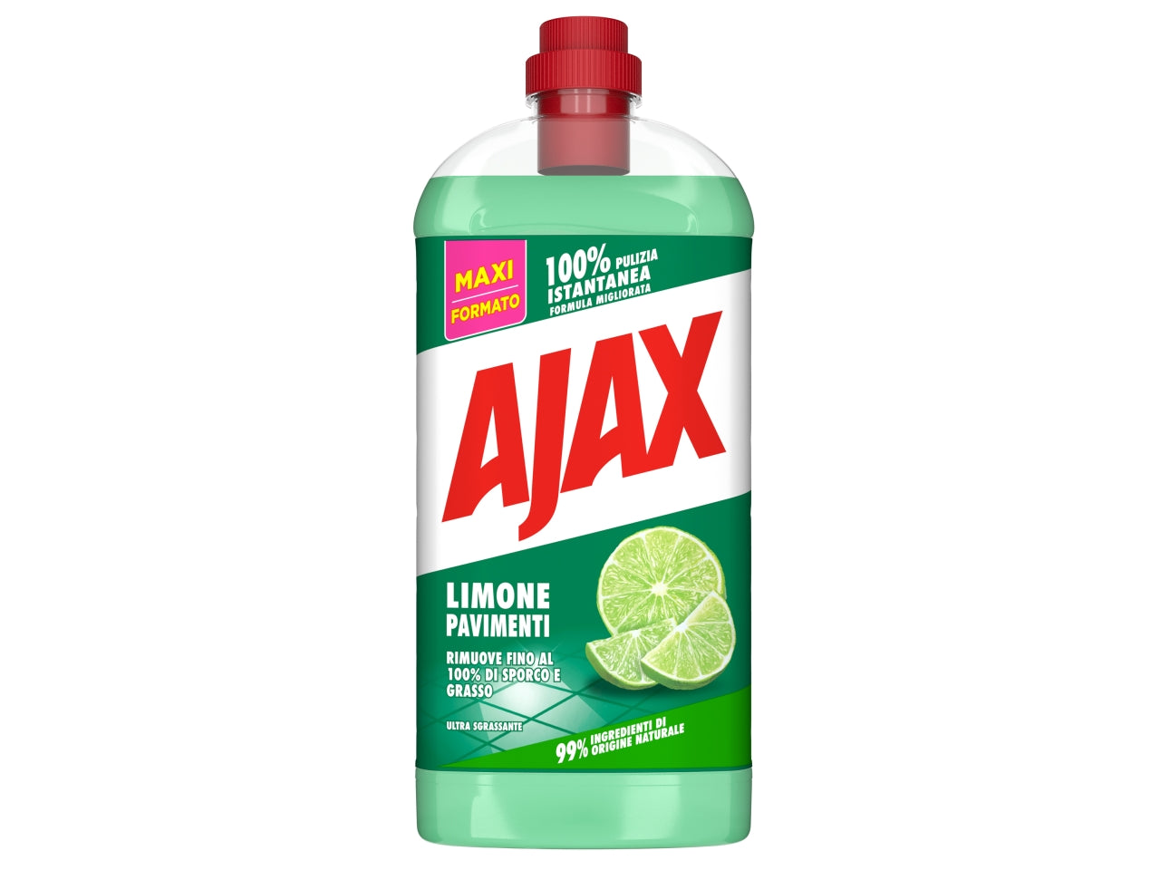 Detergente pavimenti Ajax, limone, 99% ingredienti naturali, Maxi formato 1,25 l $