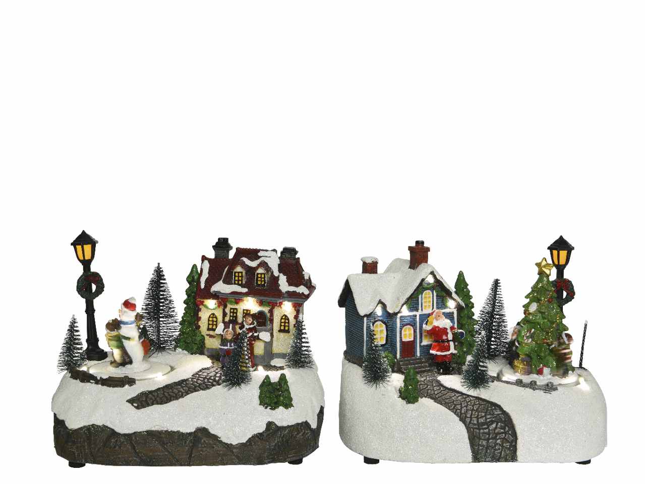 Villaggio Di Natale Con Luci LED A Batteria - Casette In Resina, 5x5x7 Cm, Ornamento Per Giardino E Casa - 3