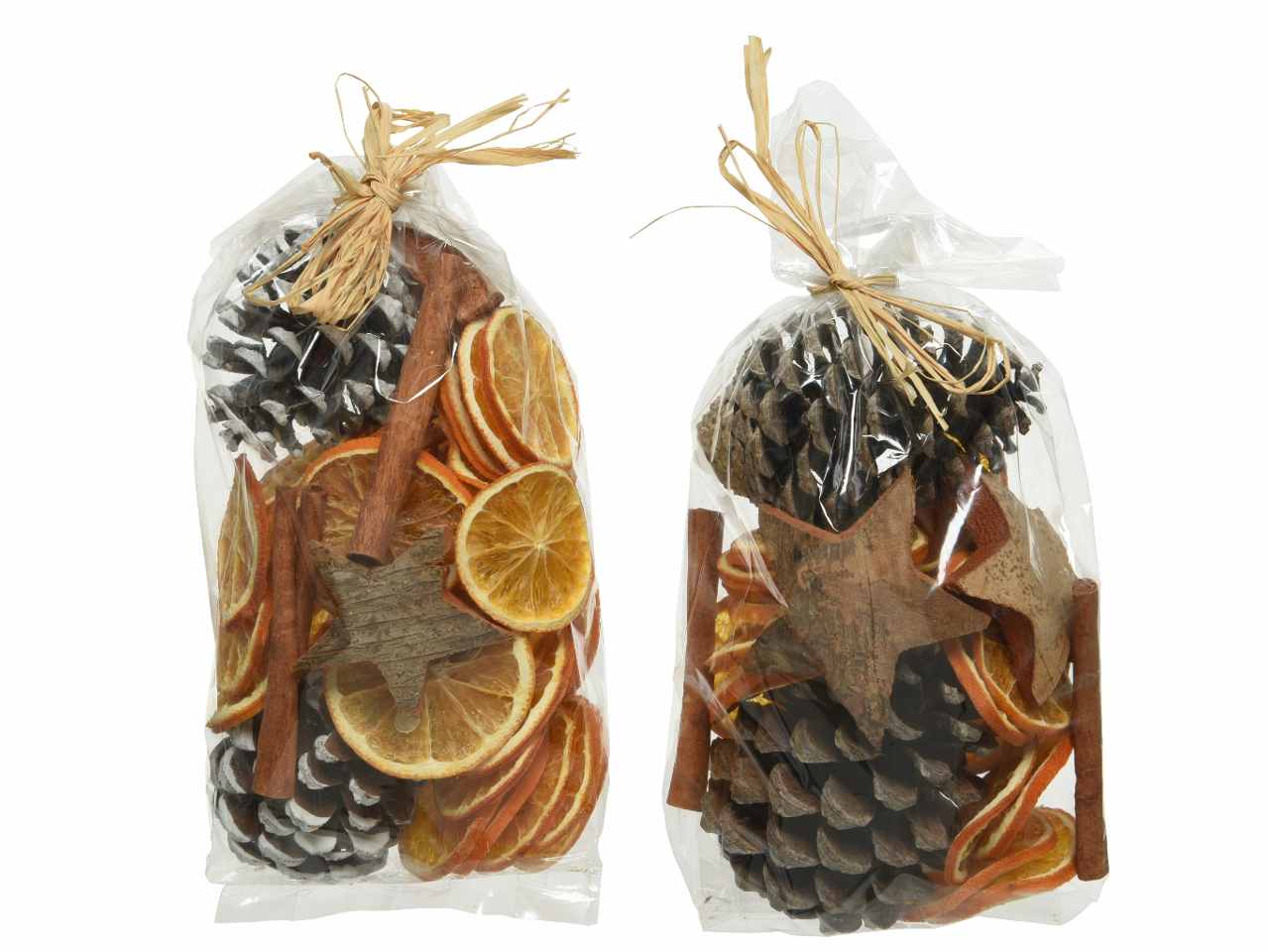 Potpourri - la confezione contiene fette di arancia, stelle di cocco, cannella e pigne in 2 assortimenti colore naturale misura lun.10cm x lar.5cm x alt.20cm