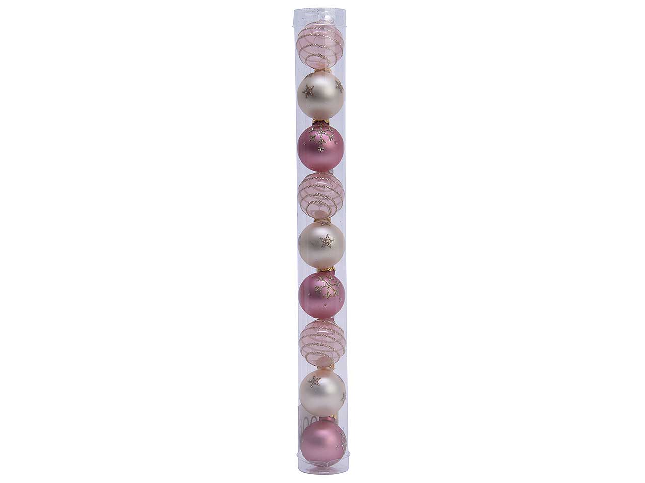 Palline natalizie assortiti rosa in vetro diametro 3cm - 9 pezzi