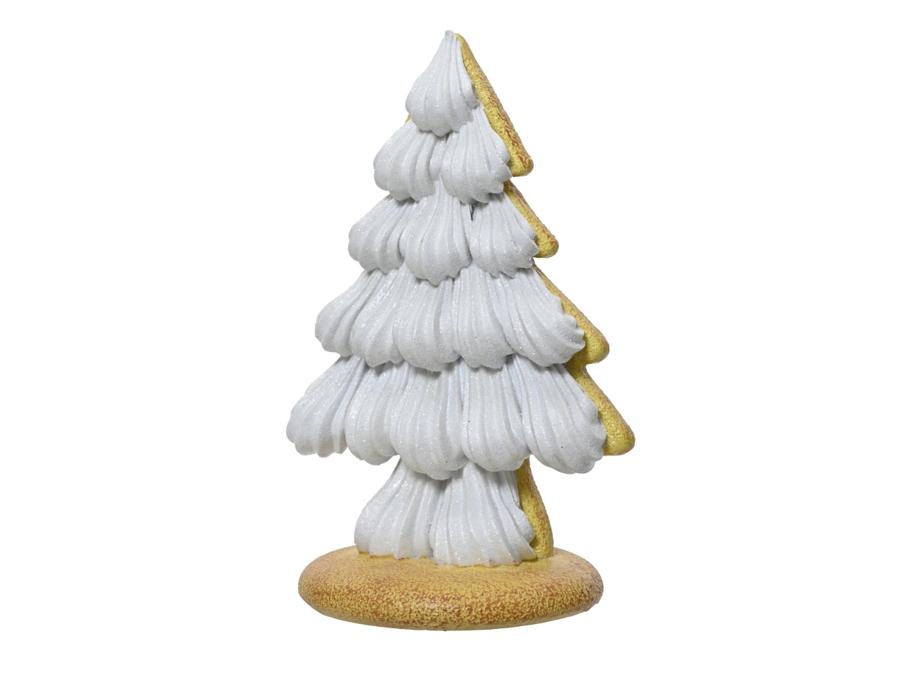 Albero di natale decorativo meringato e biscotto bianco e marrone in resina opaca 13x10x21 cm   Decoris