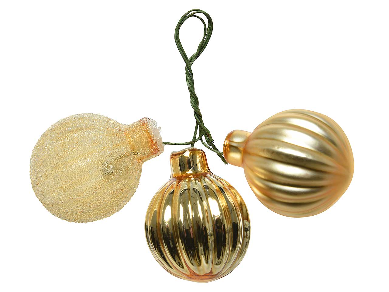 Palline natalizie mazzetto assortiti oro in vetro diametro 3cm - 3 pezzi