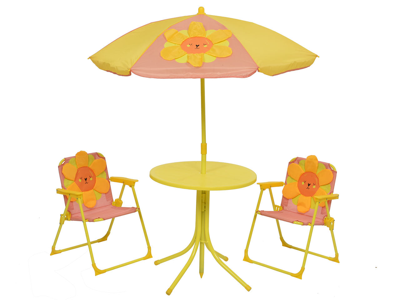 Tavolino ombrellone girasole con sedie per bambini
