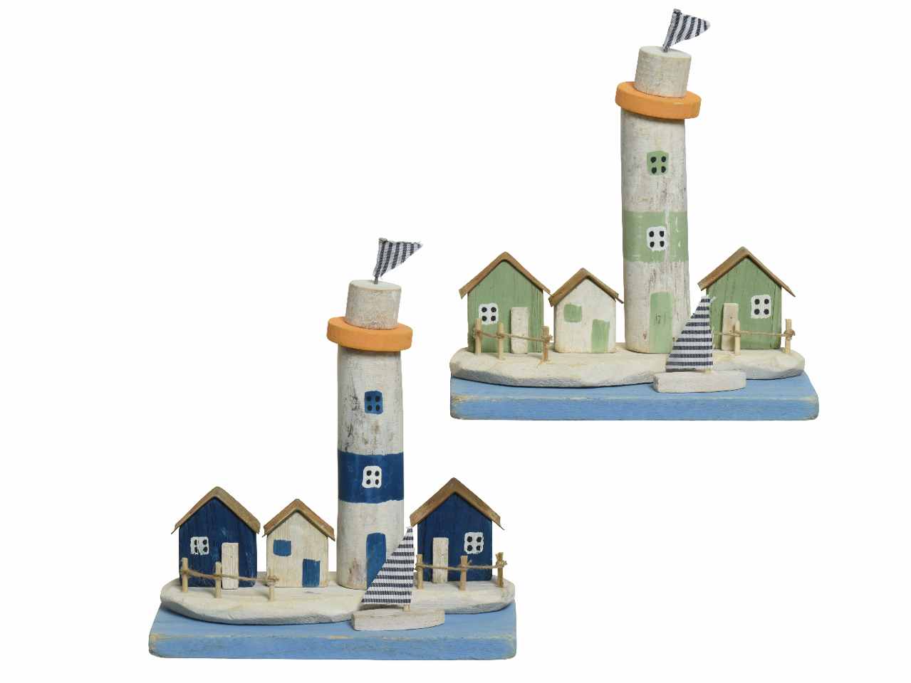 Faro in legno di paulownia e di betulla corde in juta da interno ed esterno 11xh.25.5cm 2 colori assortiti