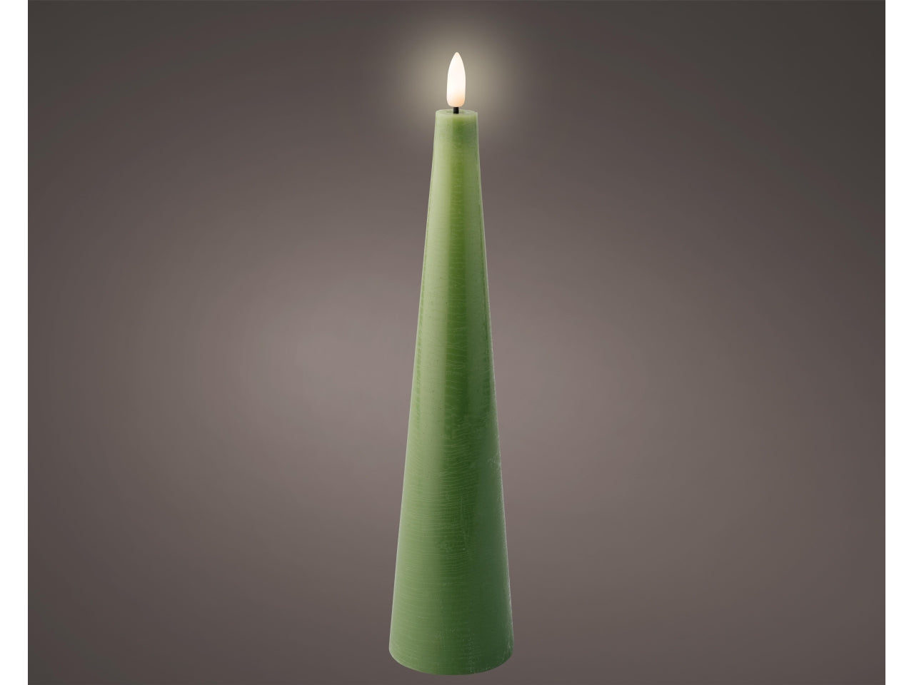 Candela con stoppino e led d.5,8x27,8cm a batteria verde