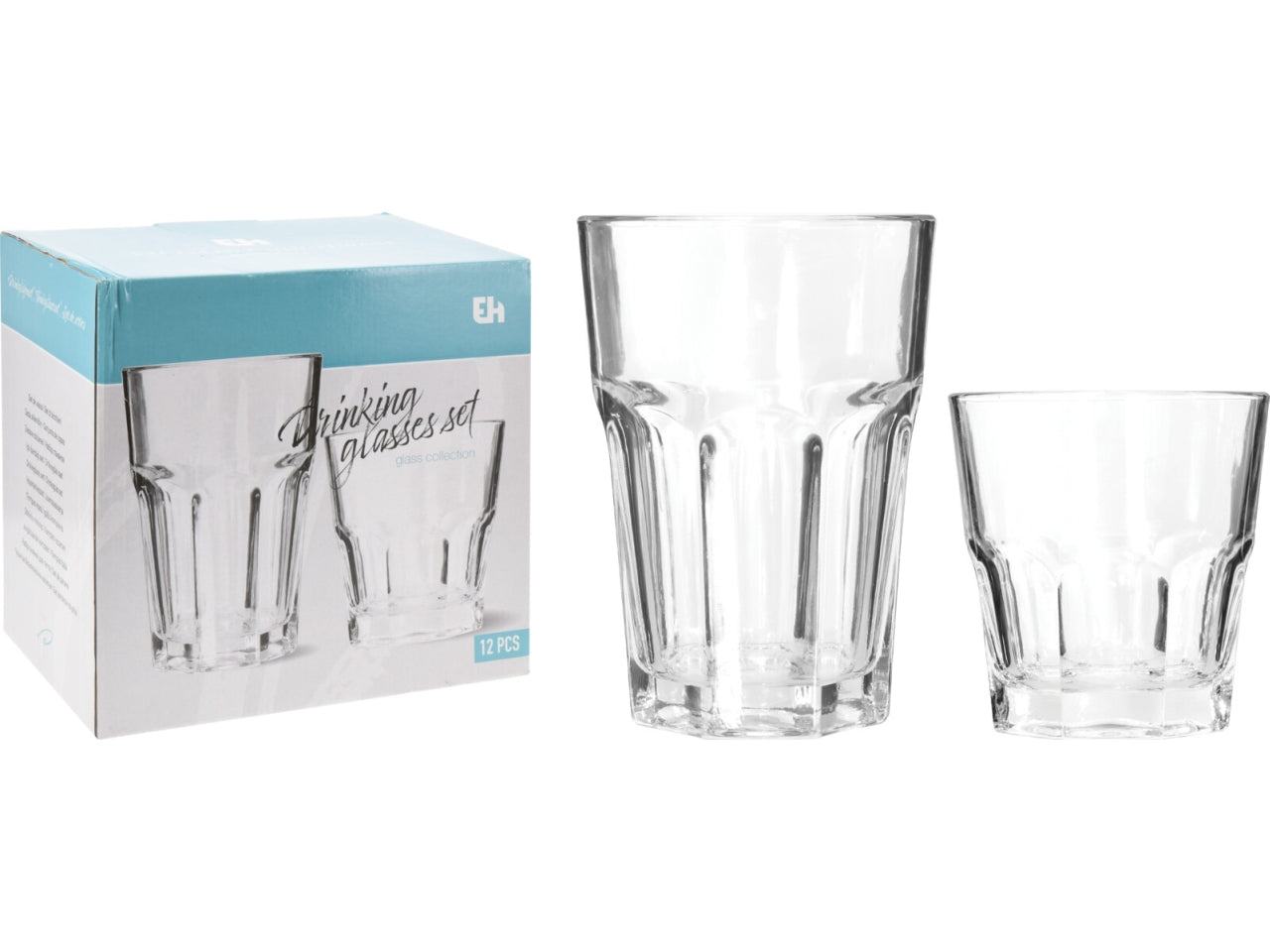 Set 12 Bicchieri da Cocktail in Vetro Trasparente - Capacità 250 e 360ml