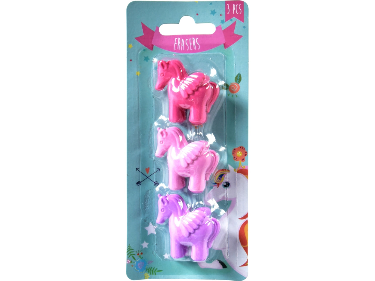 Gomme unicorno color il set comprende 3 gomme