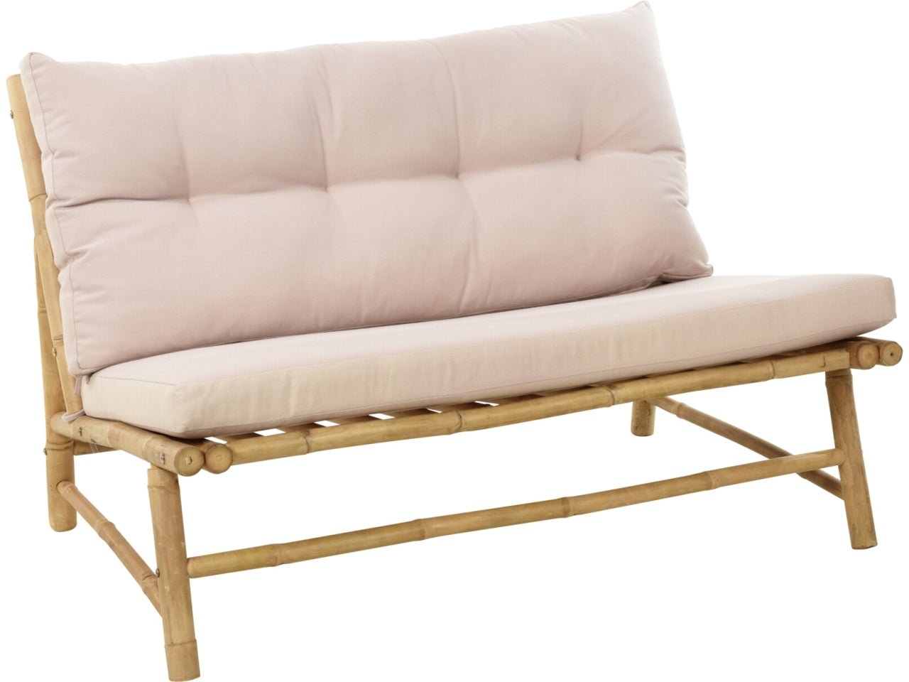 Divano da esterno in bamboo e tessuto, ecrù e avorio 2 posti stile jungle 115x76x76cm - Koopman