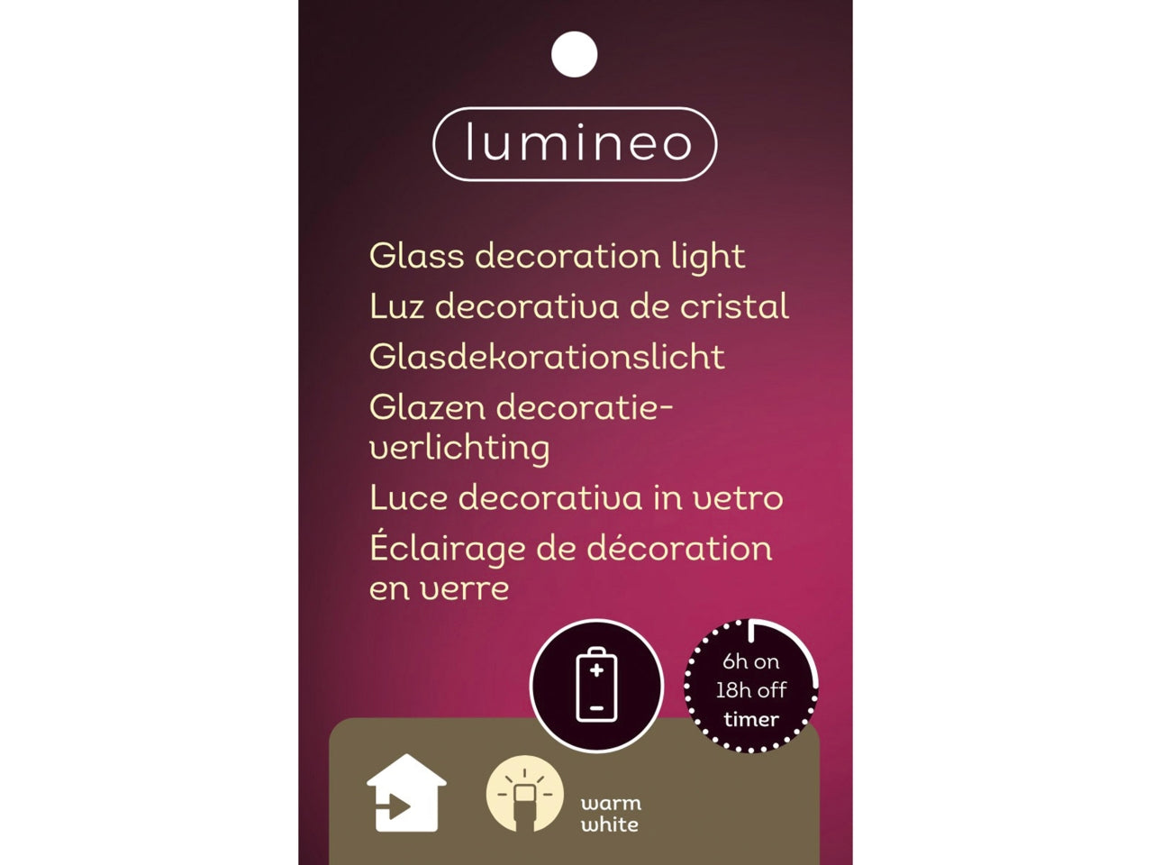 Alberello in vetro con microled d.10,5x19,5cm a batteria rosso