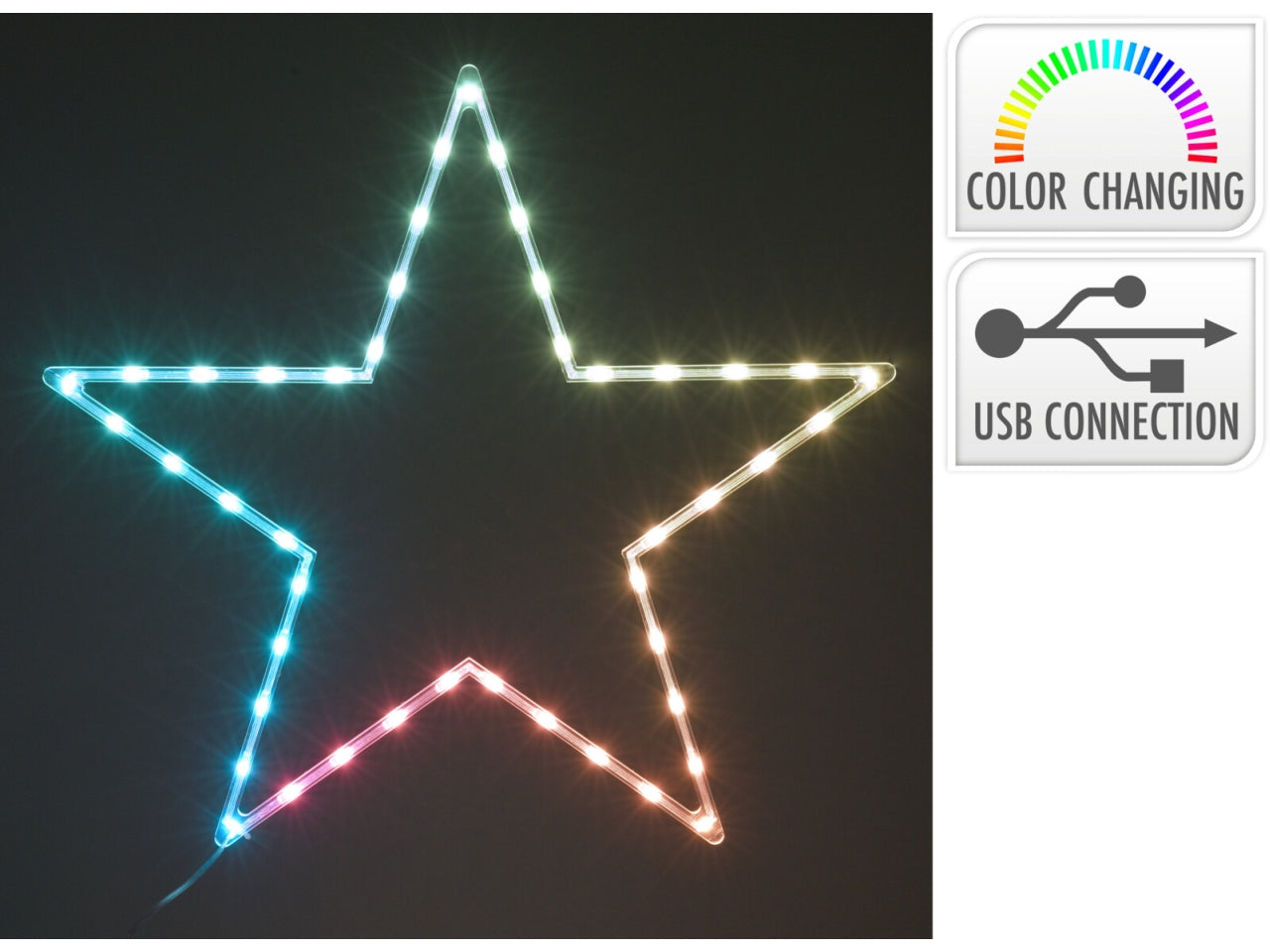 Stella decorativa con 45 led rgb 60x57cm usb