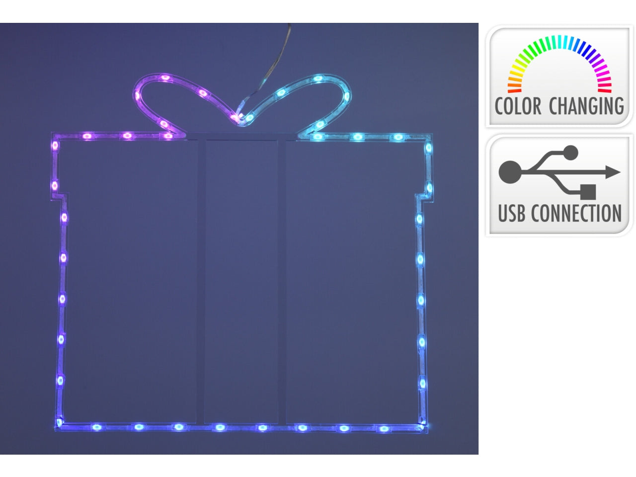 Pacco regalo decorativo con 40 led rgb 40x45cm