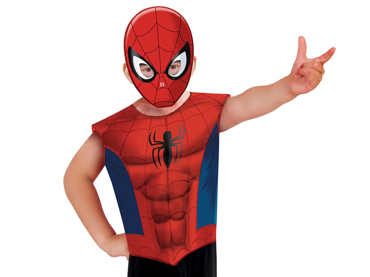 Rubies spiderman costume party - il set comprende camicia e maschera in cartone taglia 3 - 6 anni