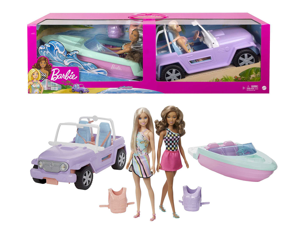 Barbie dolls and vehicles