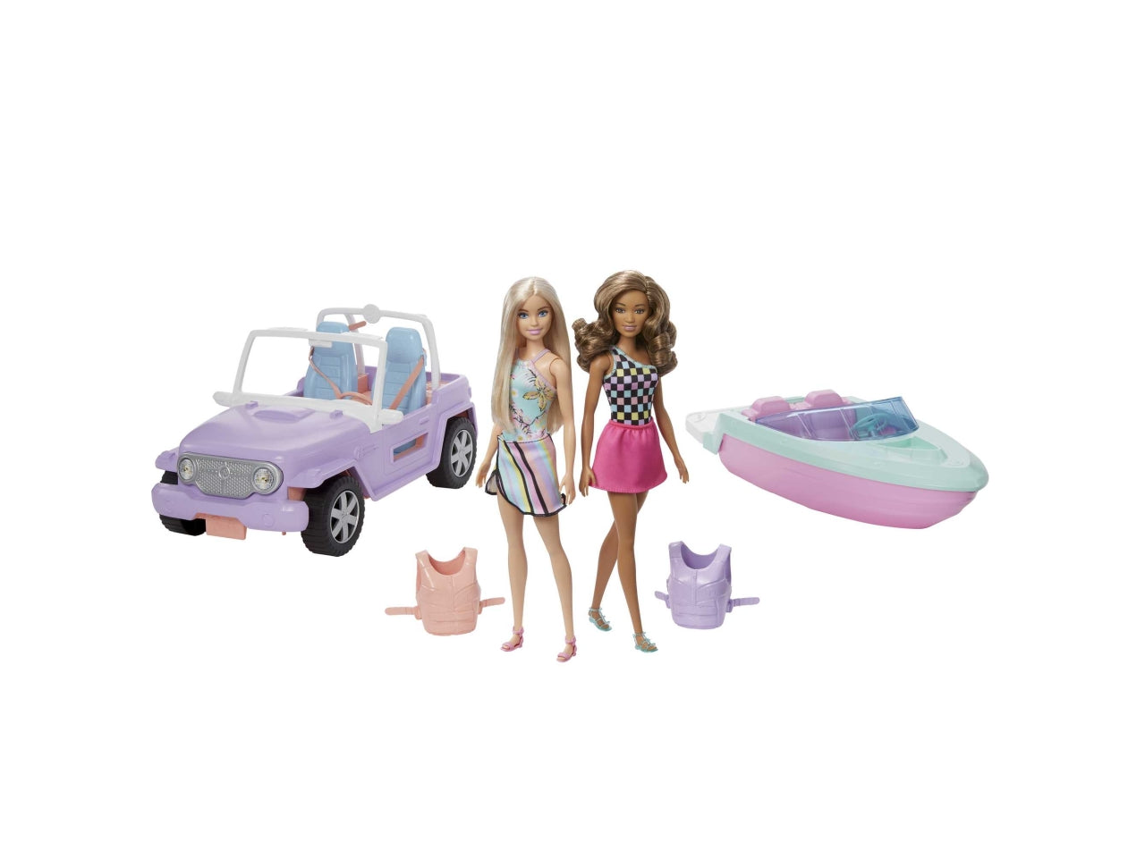 Barbie dolls and vehicles