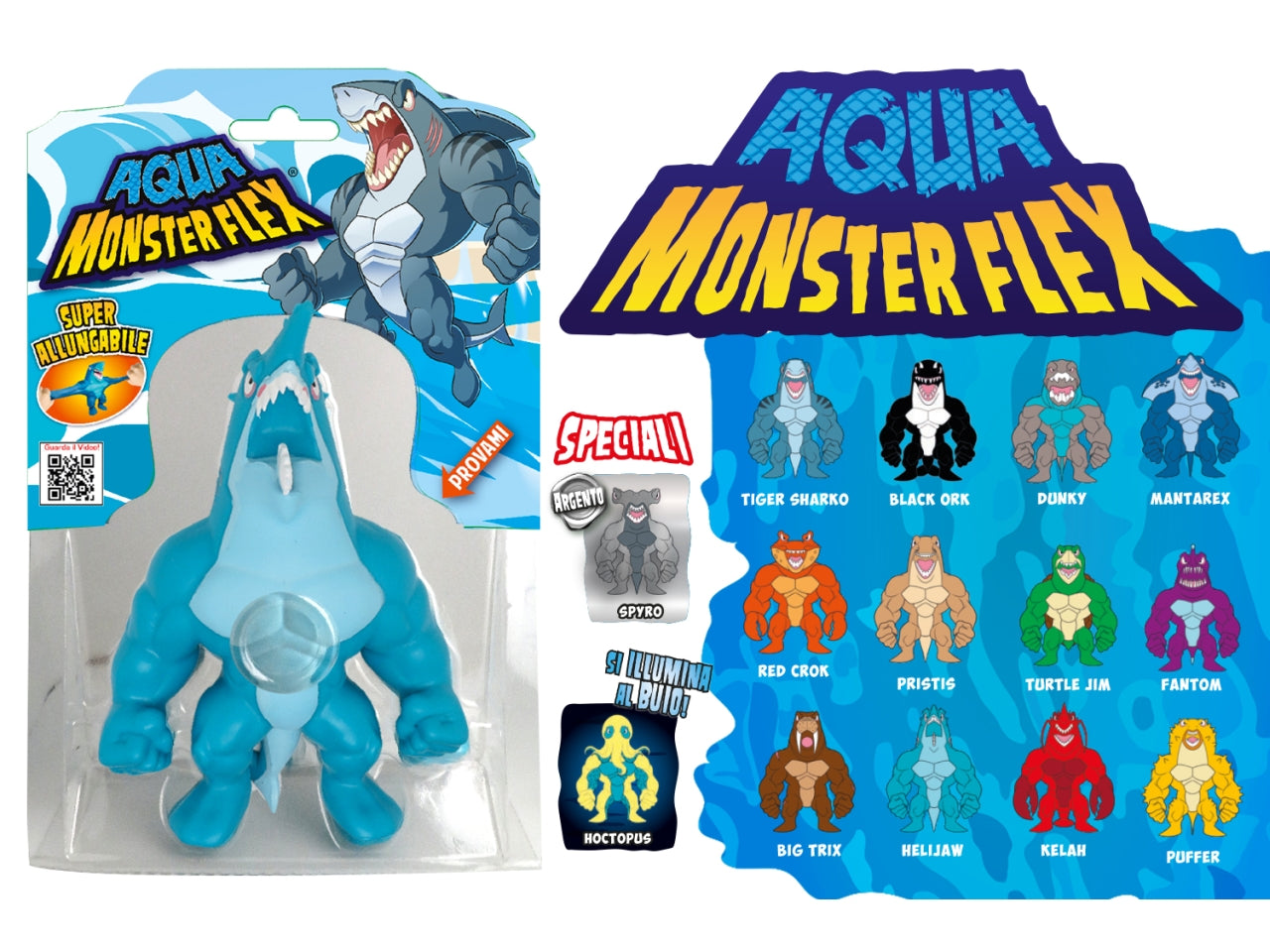 Personaggio Monster flex aqua allungabili bivalva