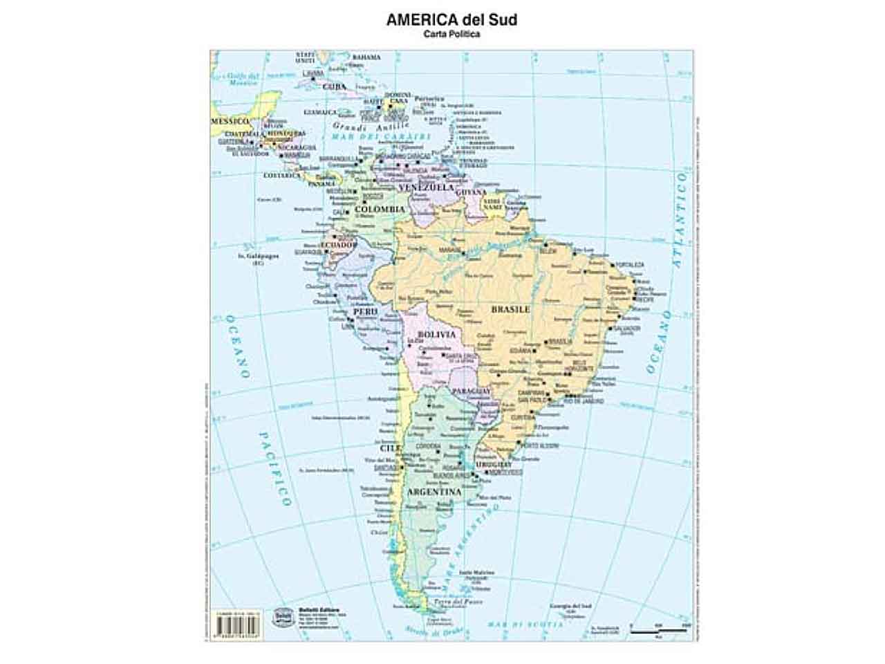 Carta geografica america sud