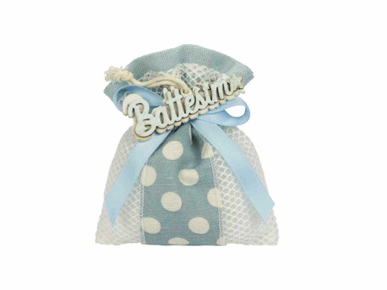 Sacchetto rete c/fascia pois colore celeste