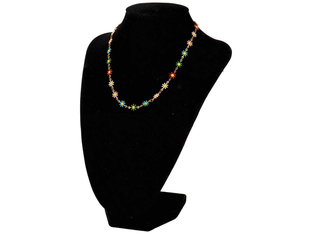 Collana oro con margherite colorate