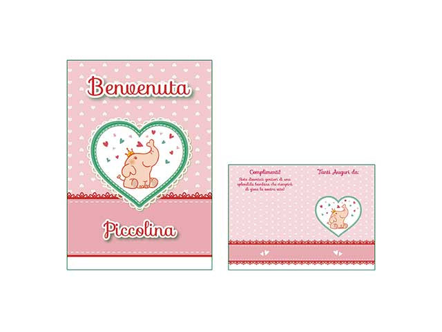 Biglietto auguri nascita benvenuta piccolina rosa