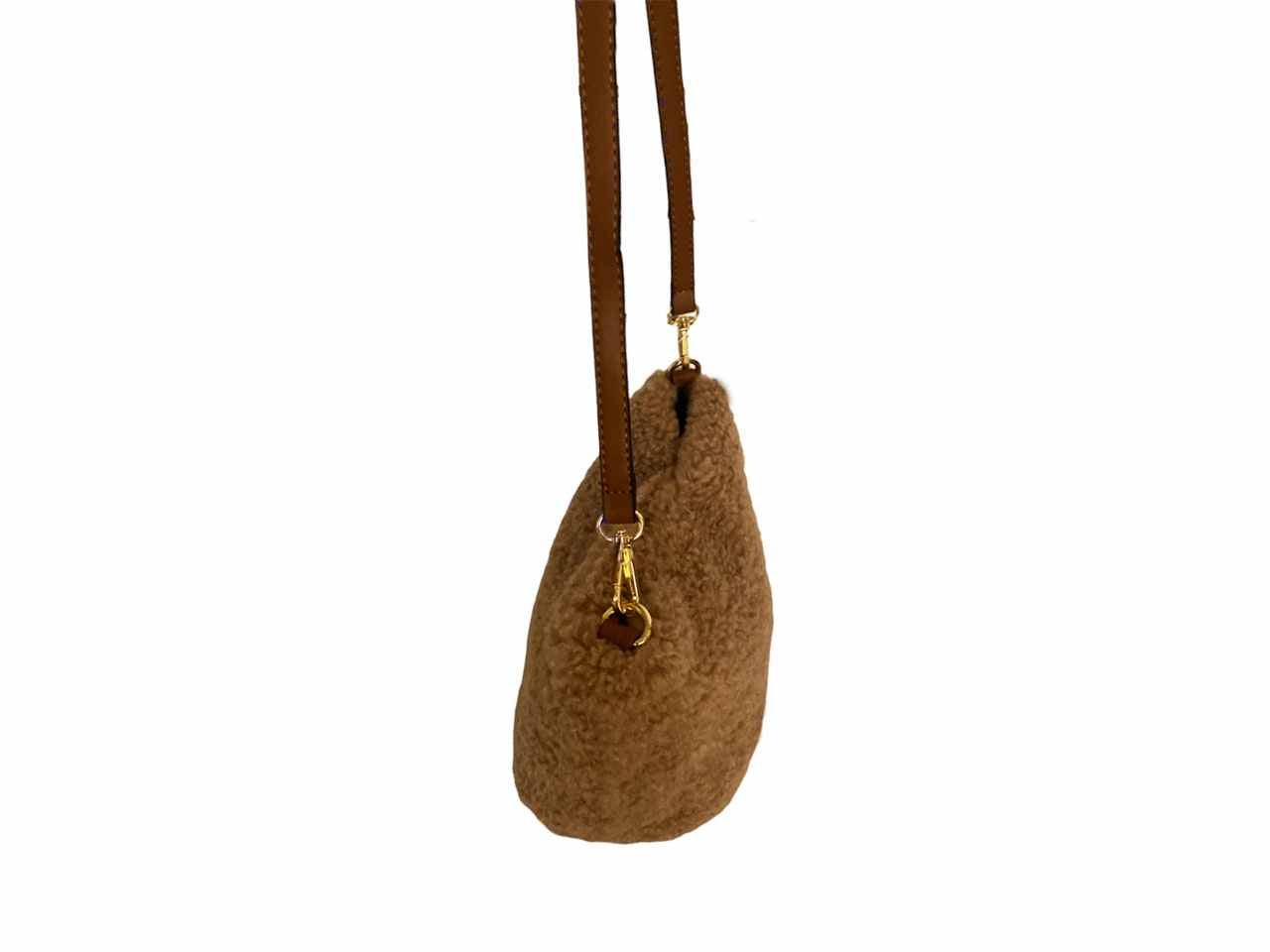 Borsa mano spalla tortora in ecopelliccia pecora
