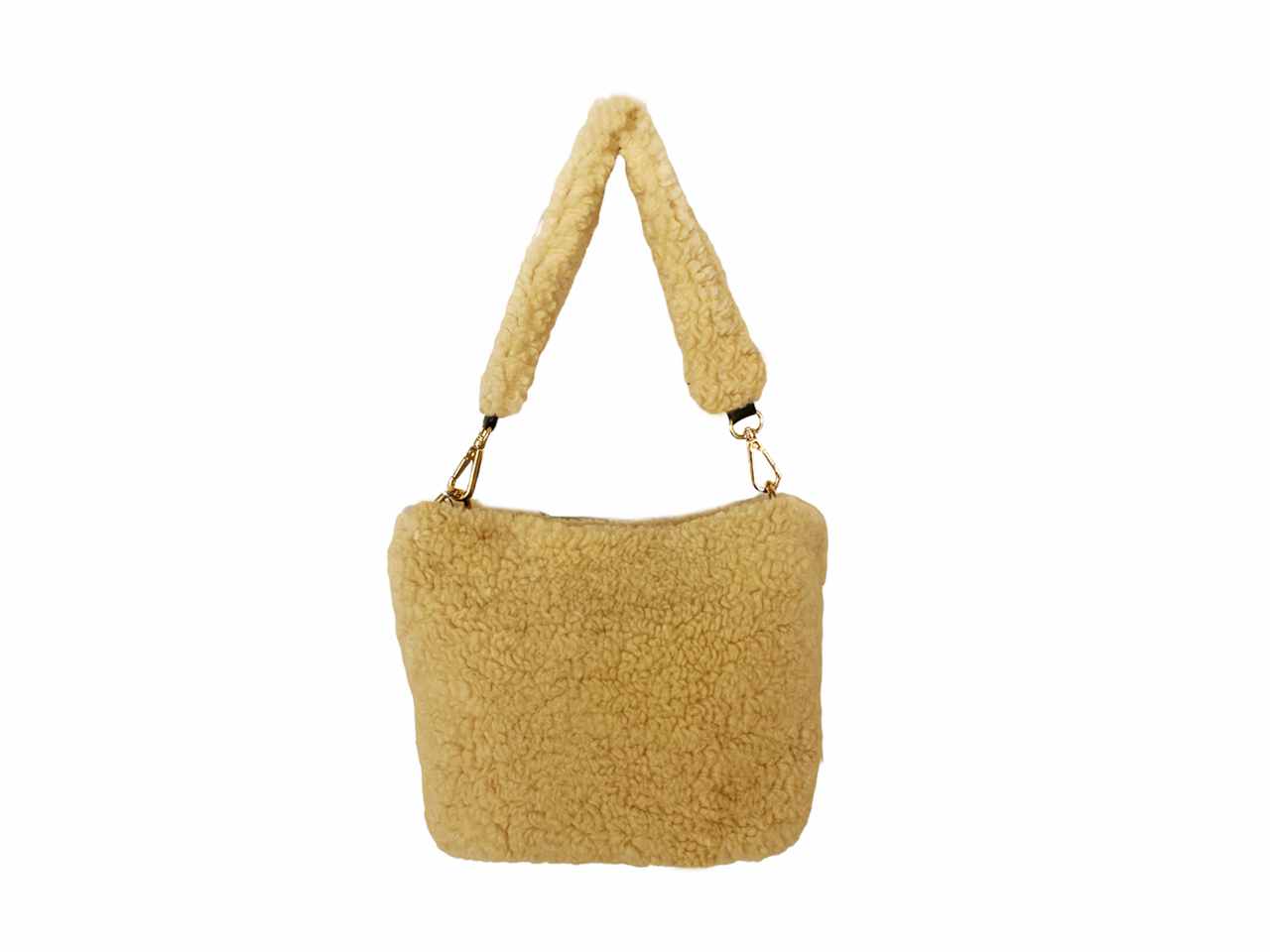 Borsa mano spalla beige in ecopelliccia pecora