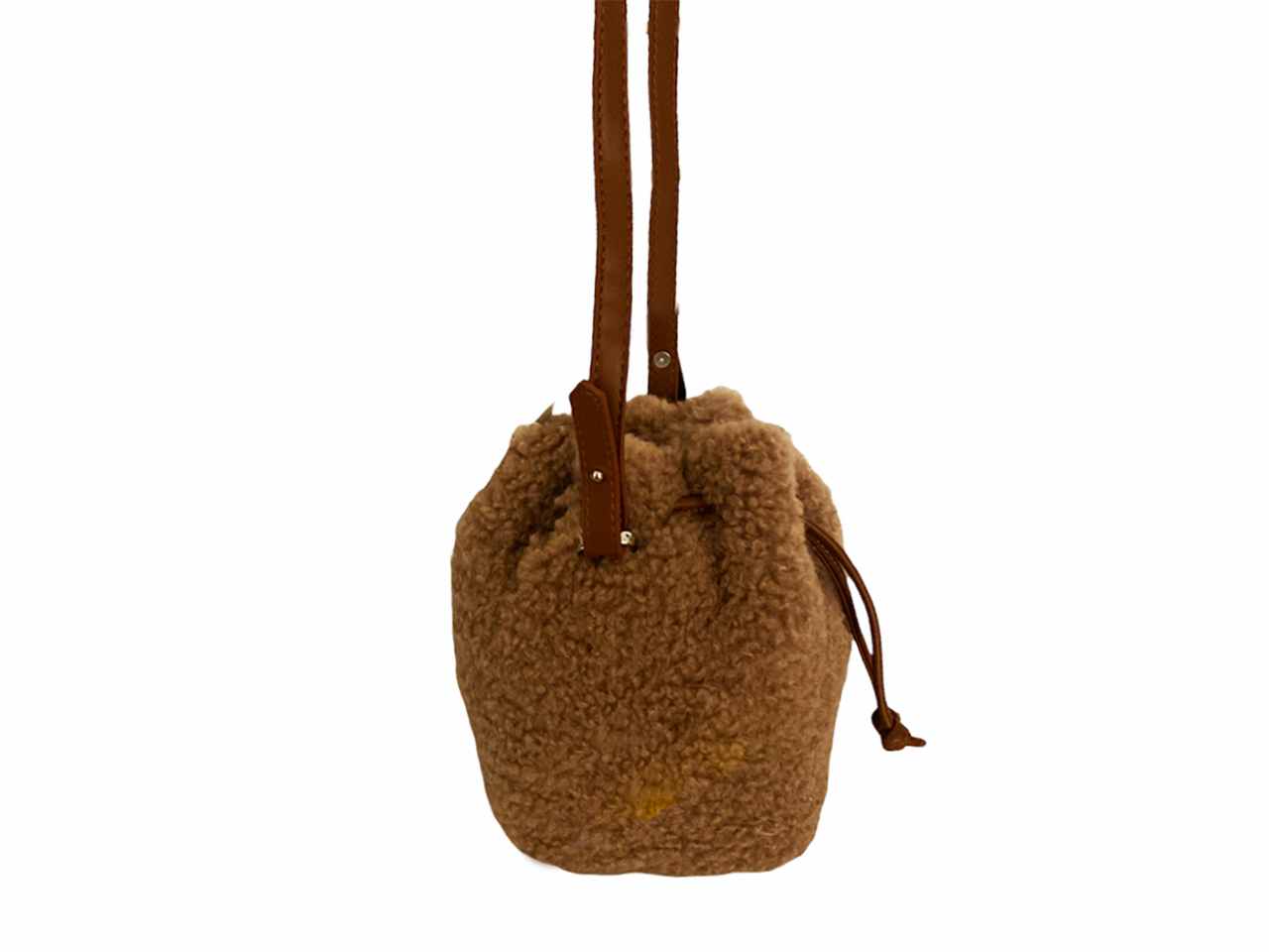 Borsa sacchetto tortora in ecopelliccia pecora