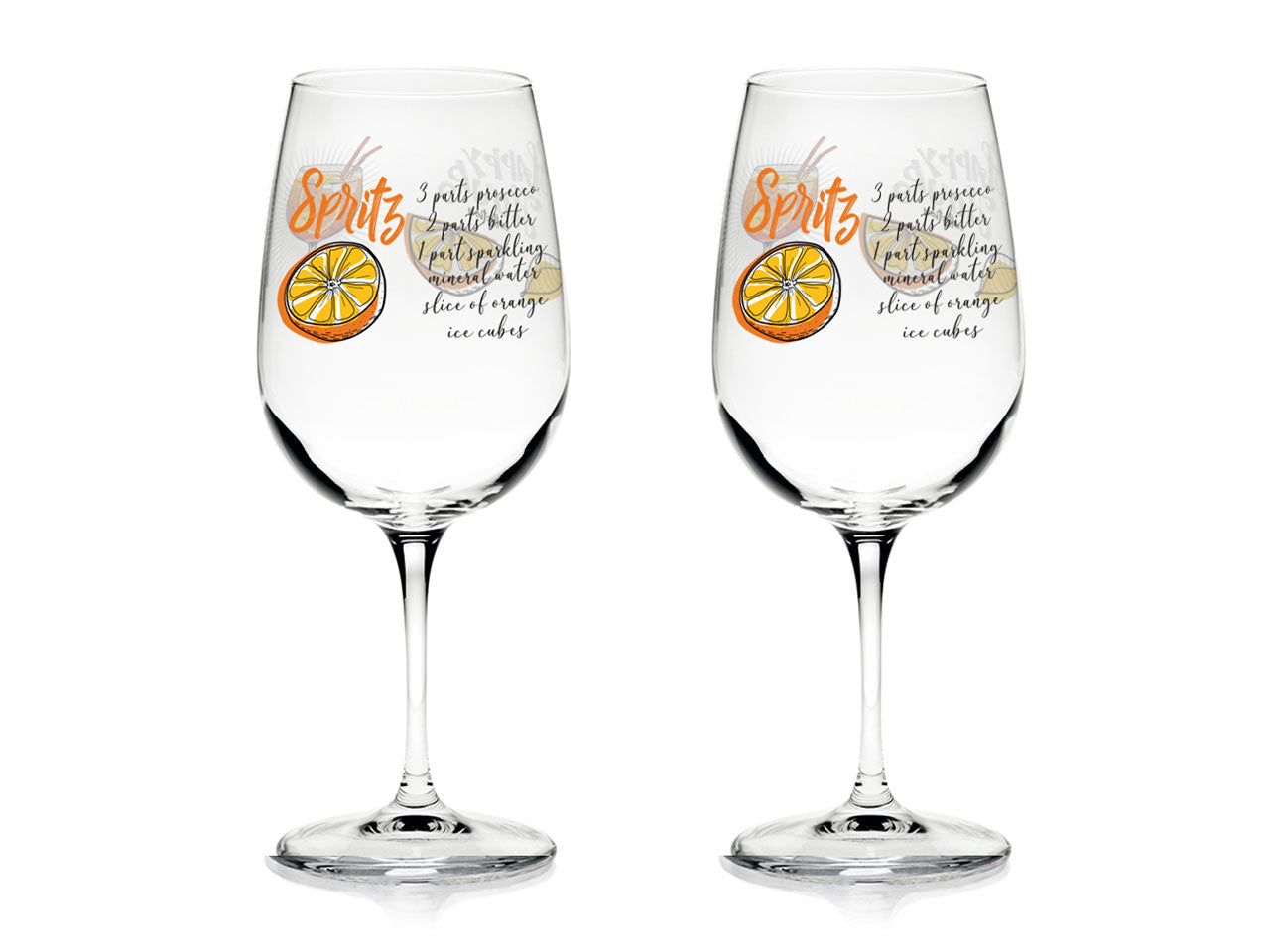 Bicchieri in vetro per cocktail linea krizia in confezione da 2 pezzi con decorazioni drink spitz da 500cc