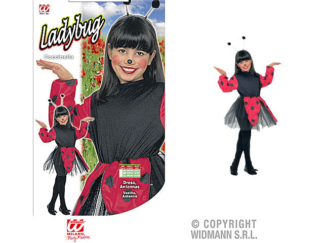 Costume da coccinella - il costume comprende vestito e antenne - taglia 5-7 anni