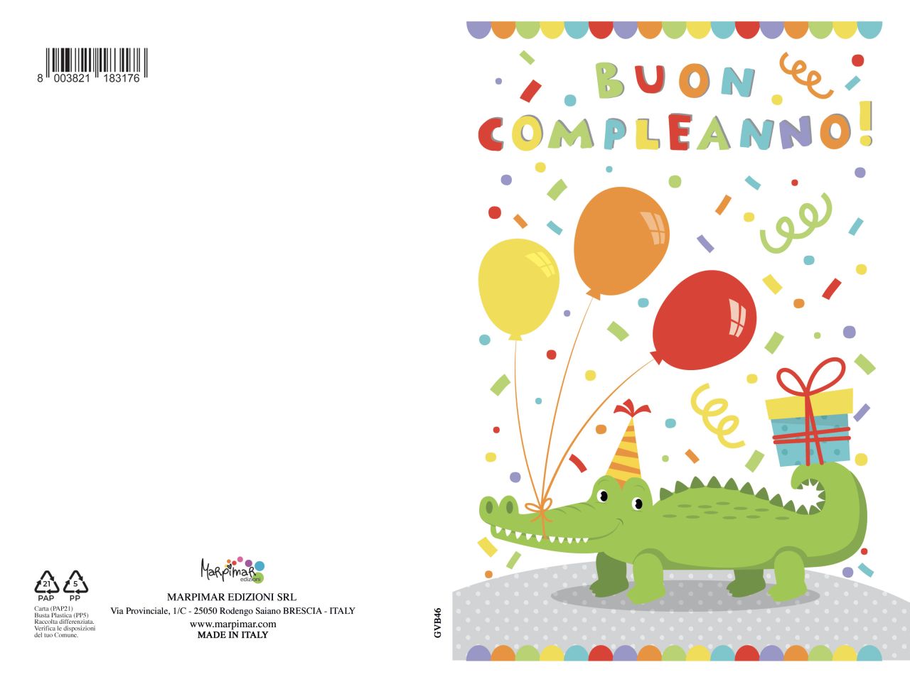 Biglietto per auguri buon compleanno con con glitter e busta