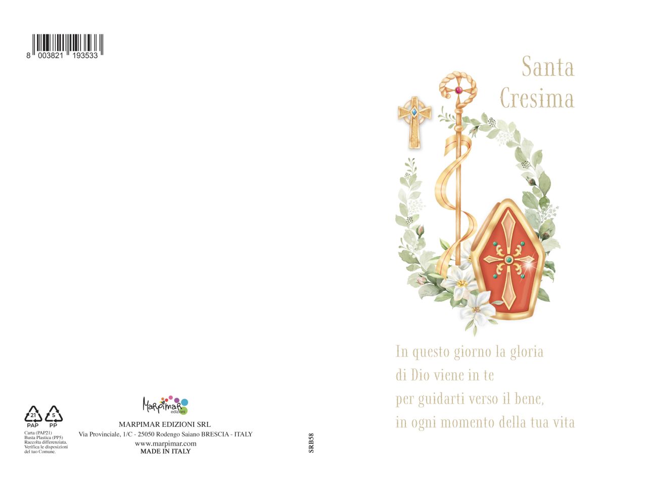 Biglietto auguri per cresima con portasoldi e busta