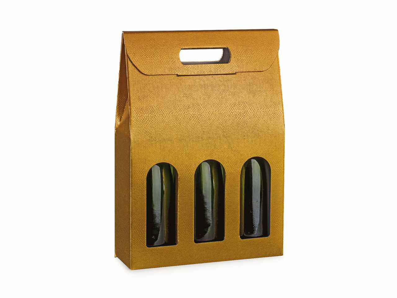 Porta bottiglia 3 posti con maniglia e finestra 270x90x385 linea skin oro