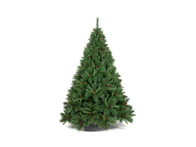 Albero di natale amazzonia new 210cm con pigne d.138cm 1072 rami montaggio a gancio pvc/pp