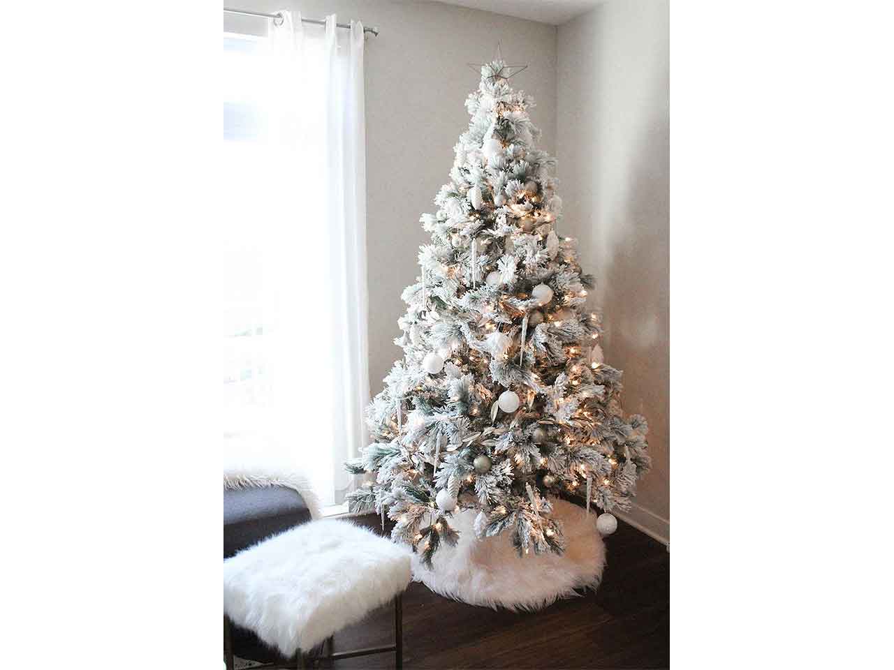Albero di natale des alpes 180cm floccato d.93cm 312 rami montaggio ad ombrello pp $