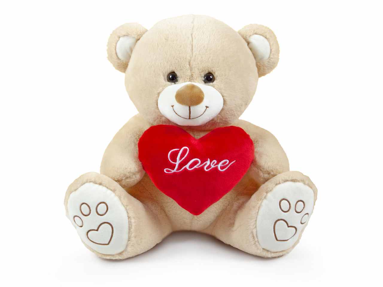 Orso Peluche 64cm Seduto Beige Con Cuore - Super Soft Cancelleria