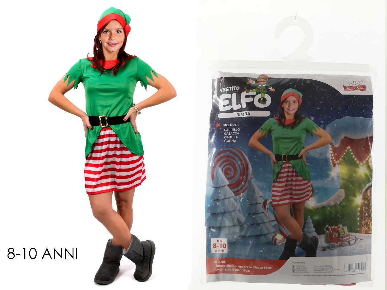 vestito elfo bambina 8-10anni