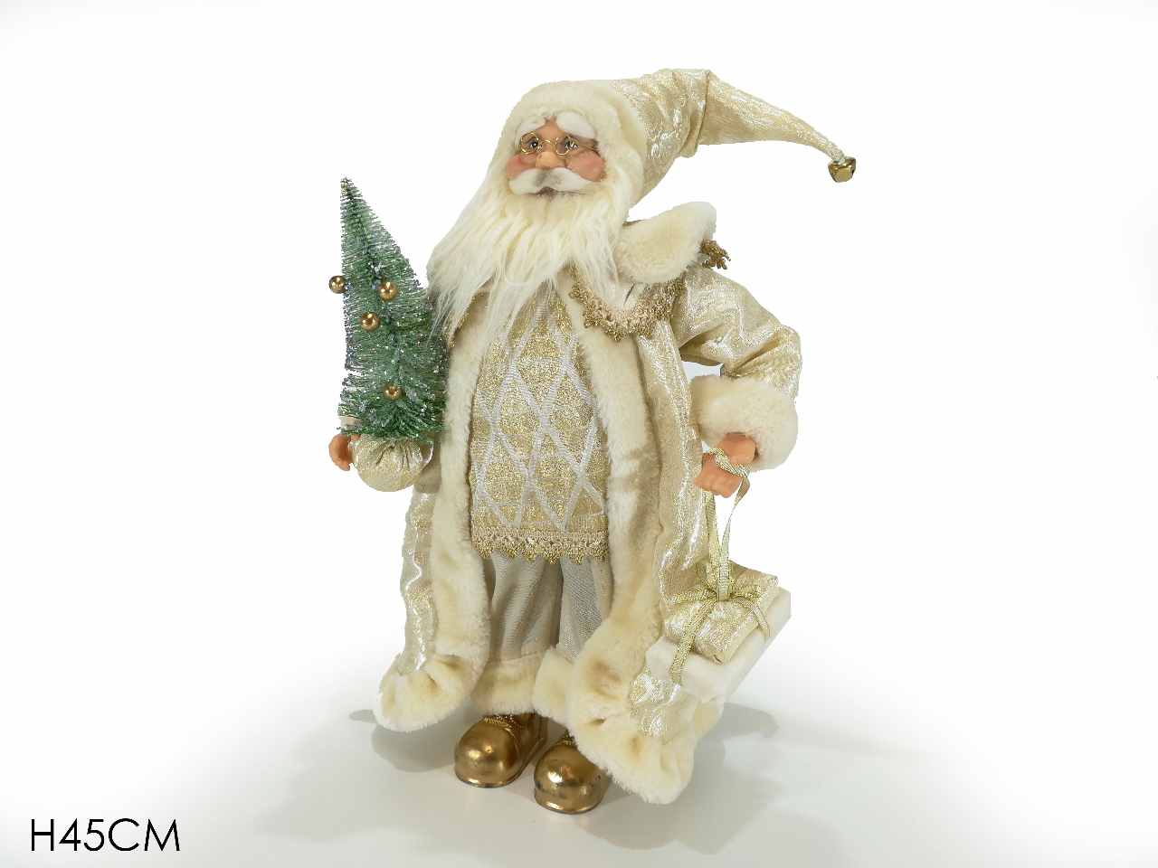 Babbo natale h.45cm con pacco oro
