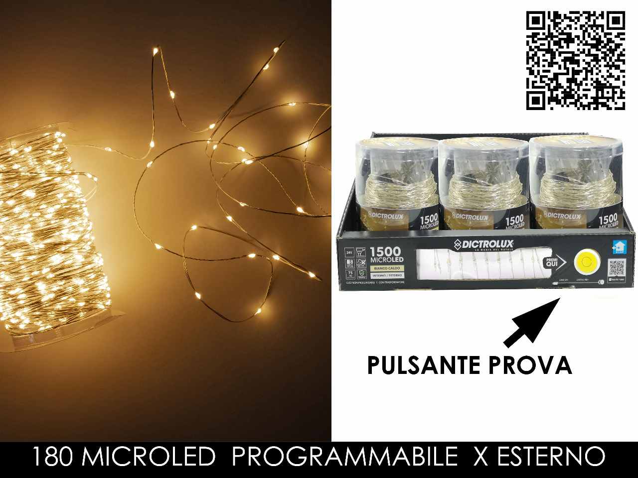Catena luci b.caldo 180m.led uso esternoprog.