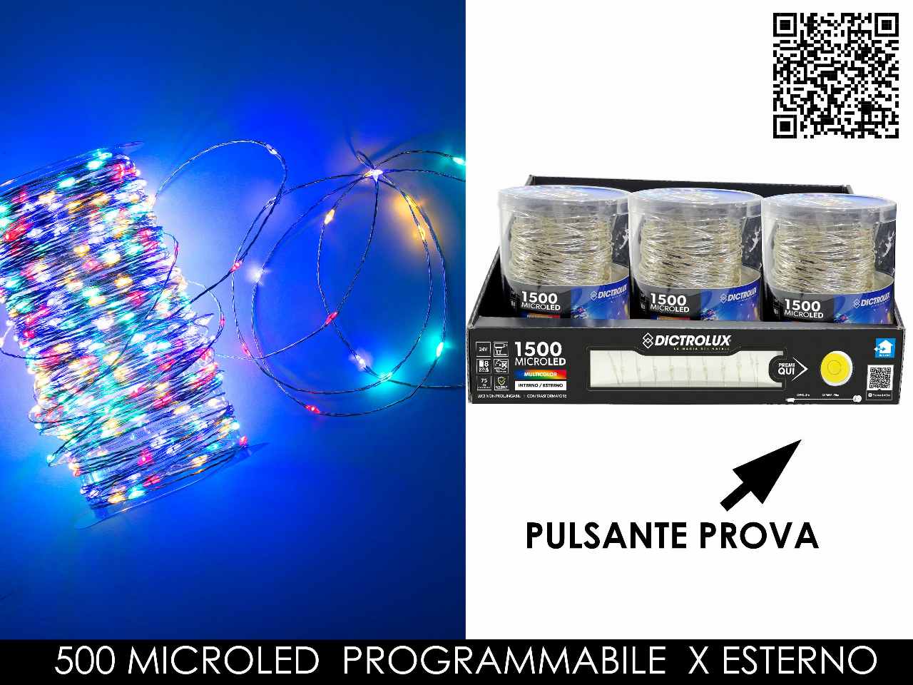 Catena luci multicolor 500 microled uso esterno