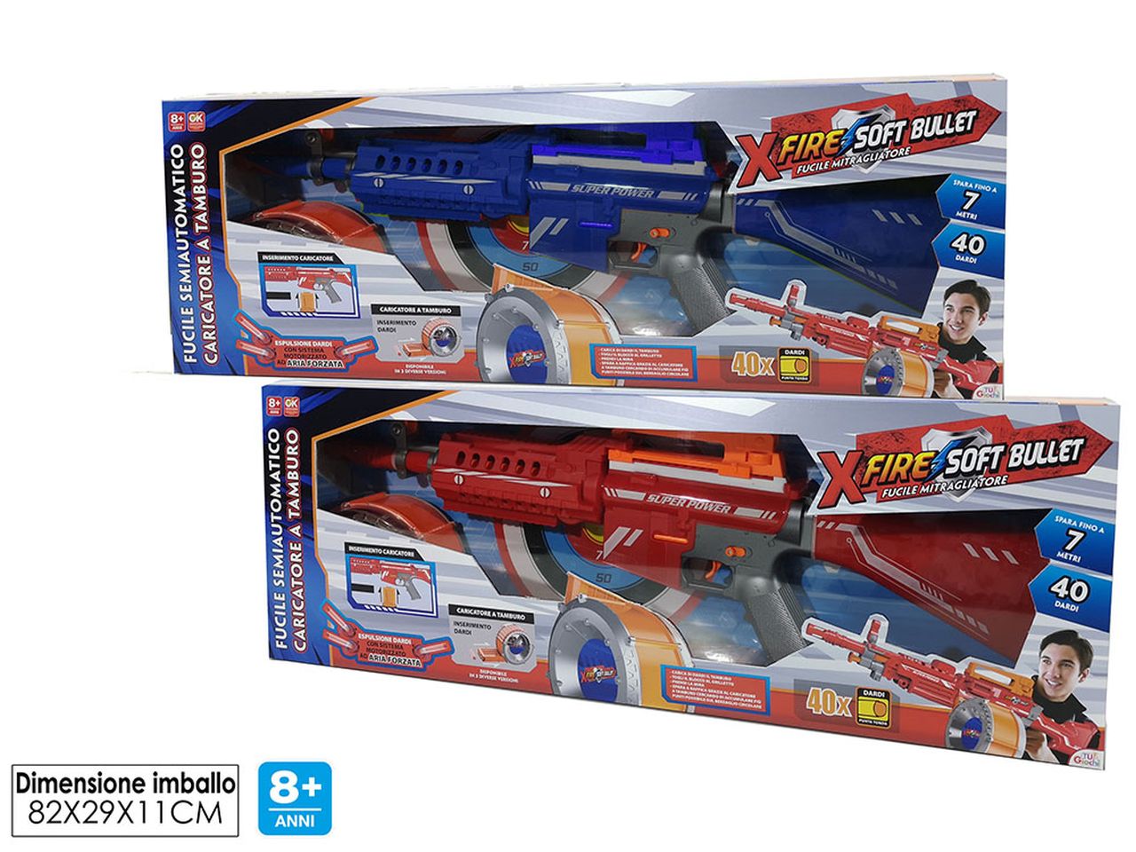 Fucile mitragliatore x-fire soft bullet con 40 proiettili fufunzionamento a battera e disponibile in 2 assortimenti