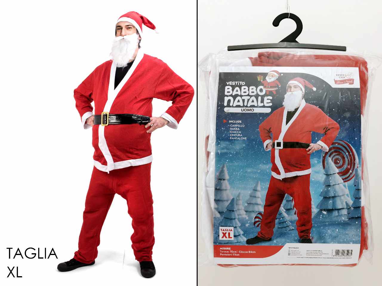 vestito babbo natale uomo taglia xl