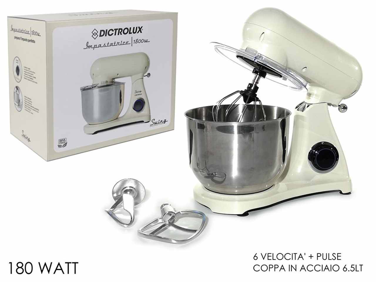 Impastatrice 1800w 6.5lt colore crema