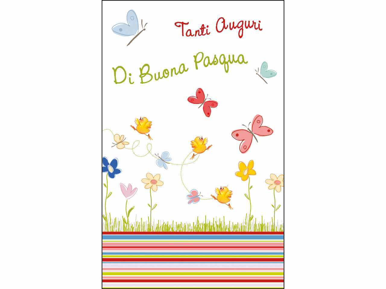 Biglietto buona pasqua mini con fiori e farfalle