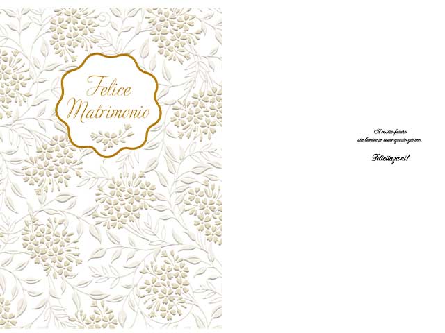 Biglietto auguri matrimonio bianco-dorato con decorazioni foglie 5x42x25 cm