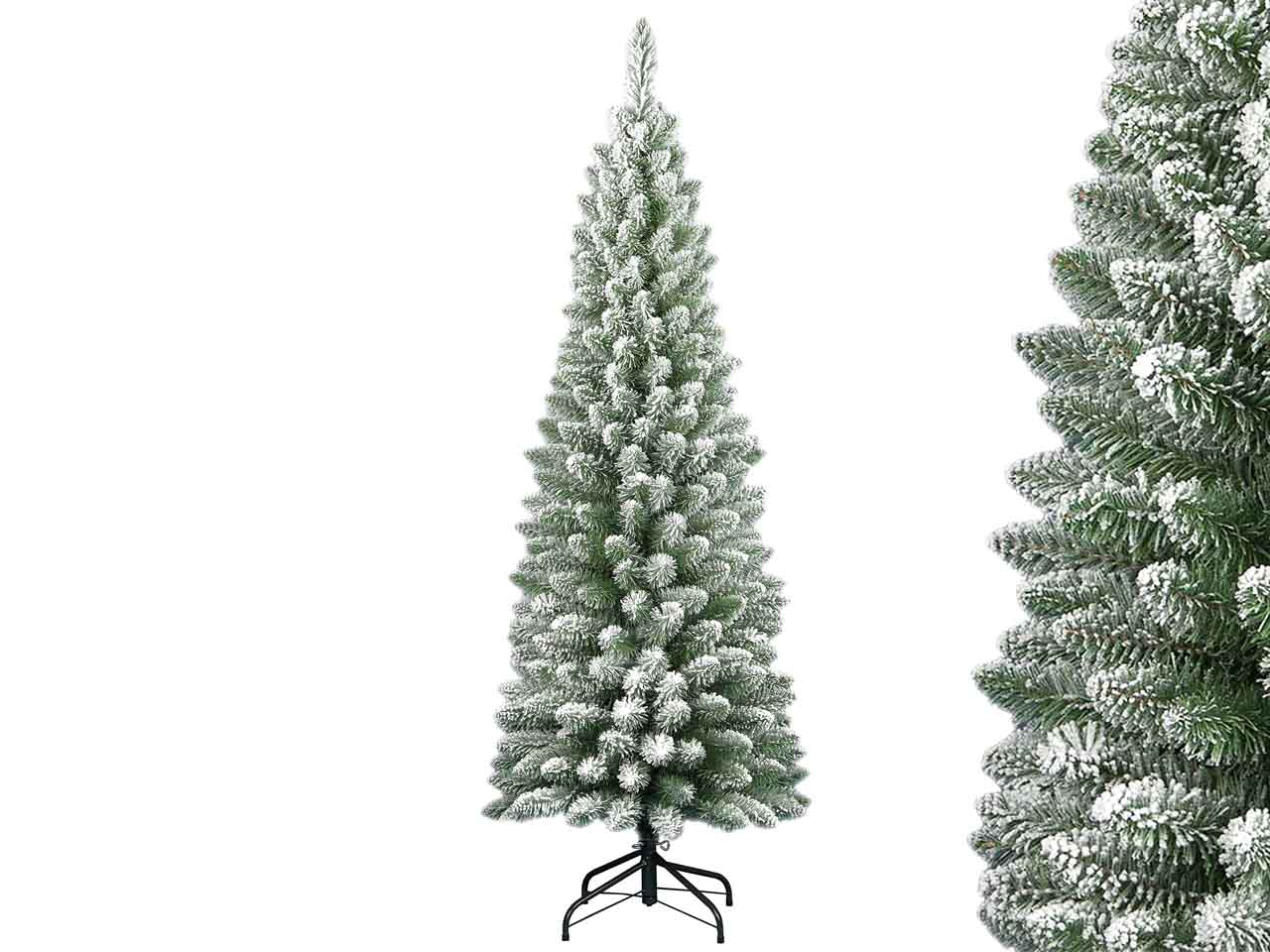 Albero di natale slim deluxe penicel innevato 210cm 442 rami diametro 60cm